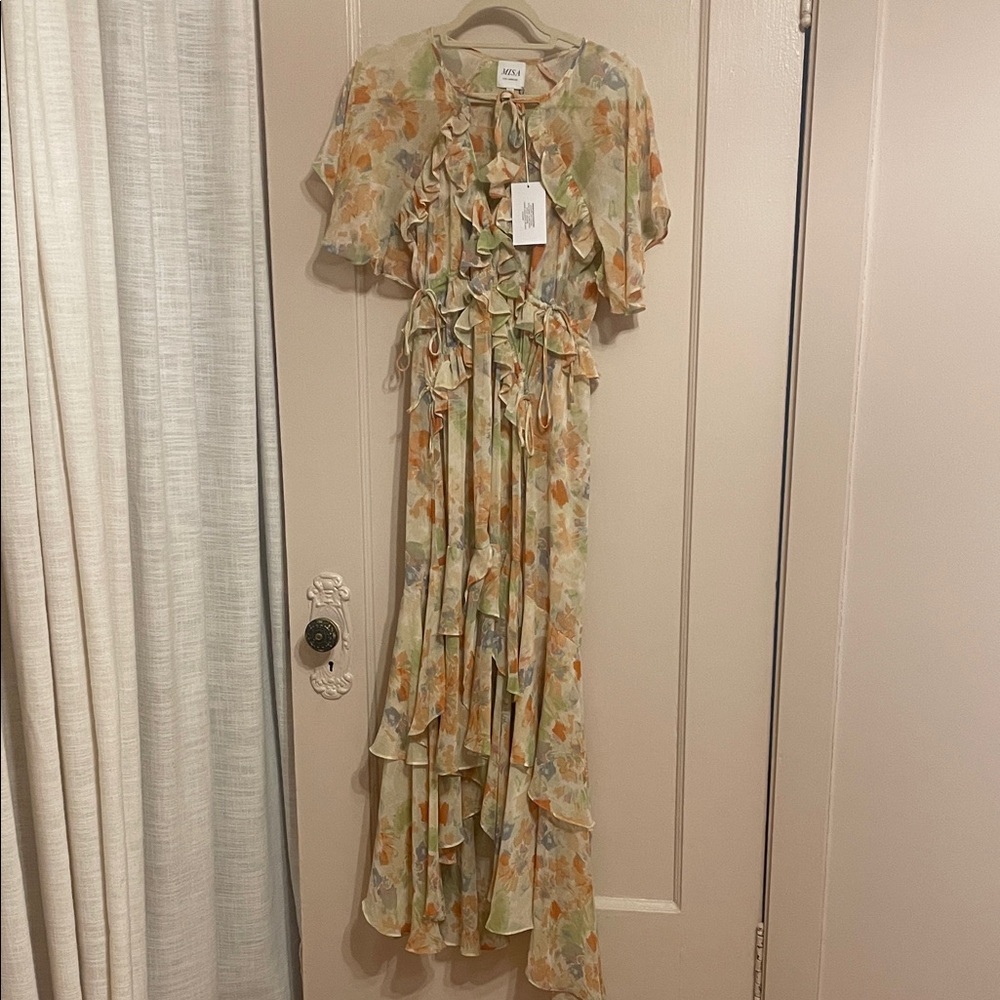 Misa Los Angeles Alana High Low Dress in Pastel Splash